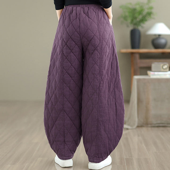 Pantalon en coton pour femme avec poches, motif diamant d'hiver Buddha Stones - image 22
