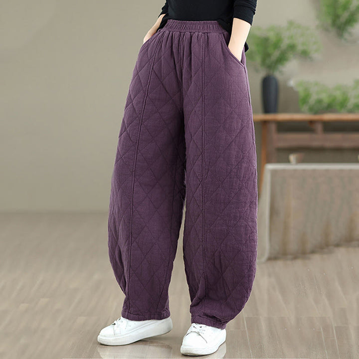 Pantalon en coton pour femme avec poches, motif diamant d'hiver Buddha Stones - image 20