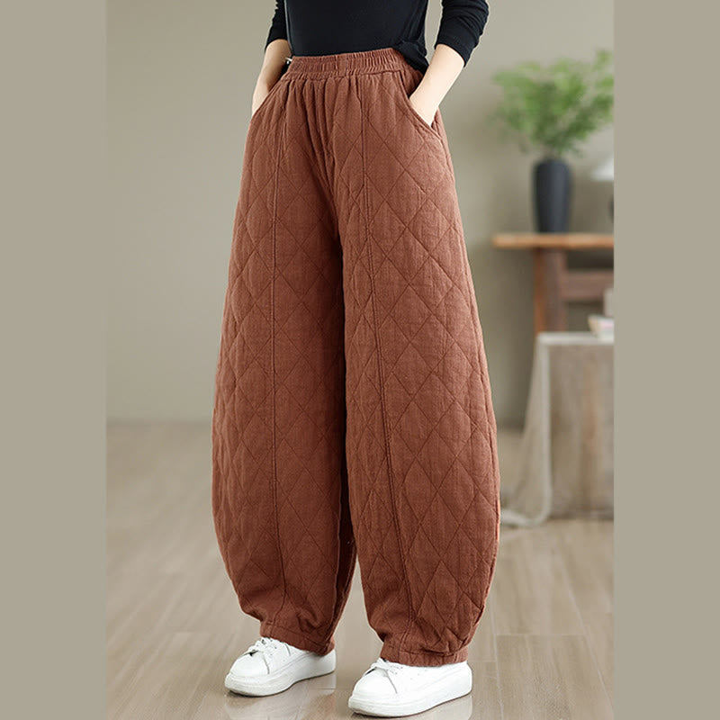 Pantalon en coton pour femme avec poches, motif diamant d'hiver Buddha Stones - image 2