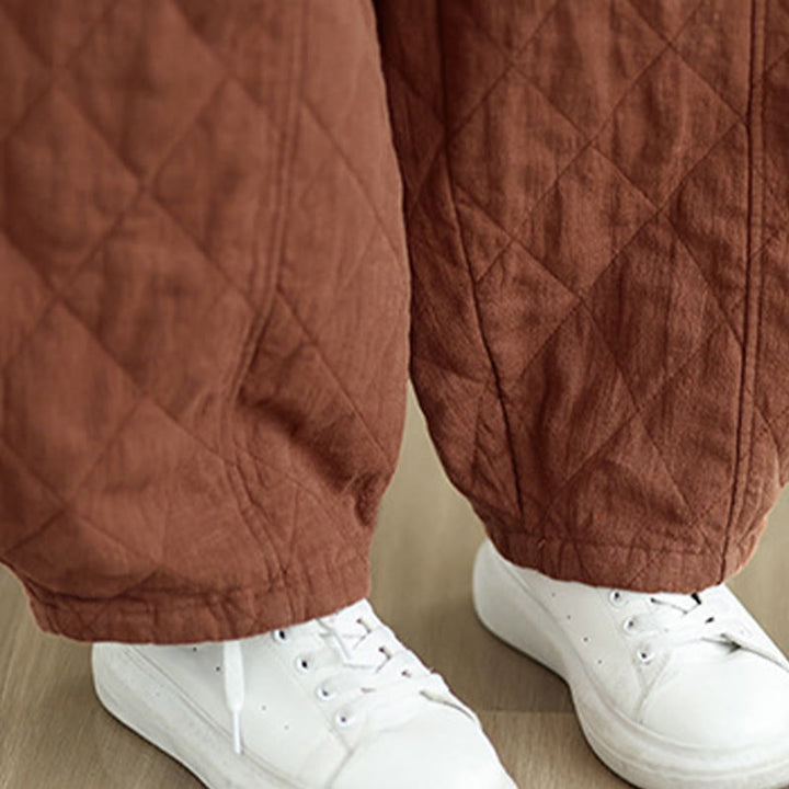 Pantalon en coton pour femme avec poches, motif diamant d'hiver Buddha Stones - image 7