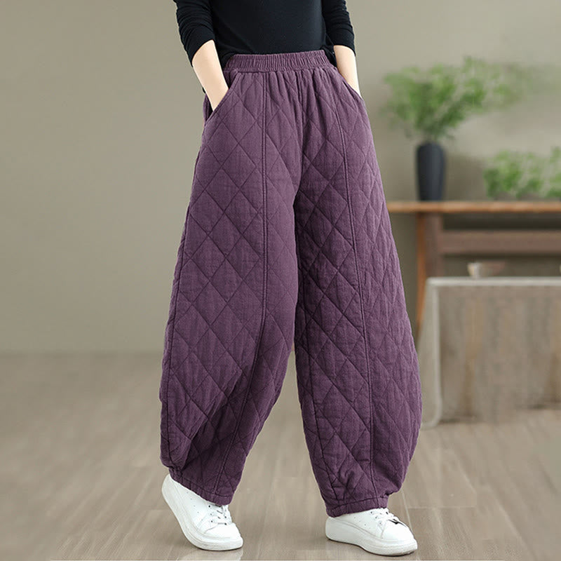 Pantalon en coton pour femme avec poches, motif diamant d'hiver Buddha Stones - image 21