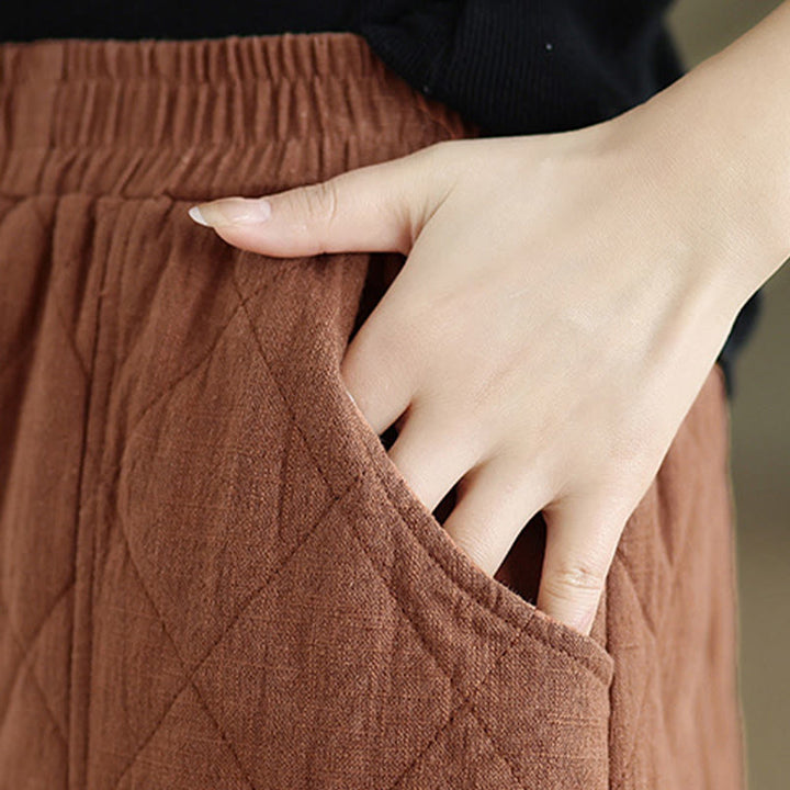 Pantalon en coton pour femme avec poches, motif diamant d'hiver Buddha Stones - image 4