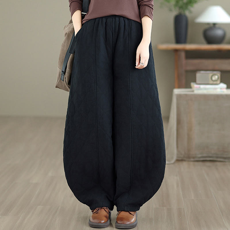 Pantalon en coton pour femme avec poches, motif diamant d'hiver Buddha Stones - Noir - US8-10，UK/AU12-14，EU40-42 (2XL) - image 13