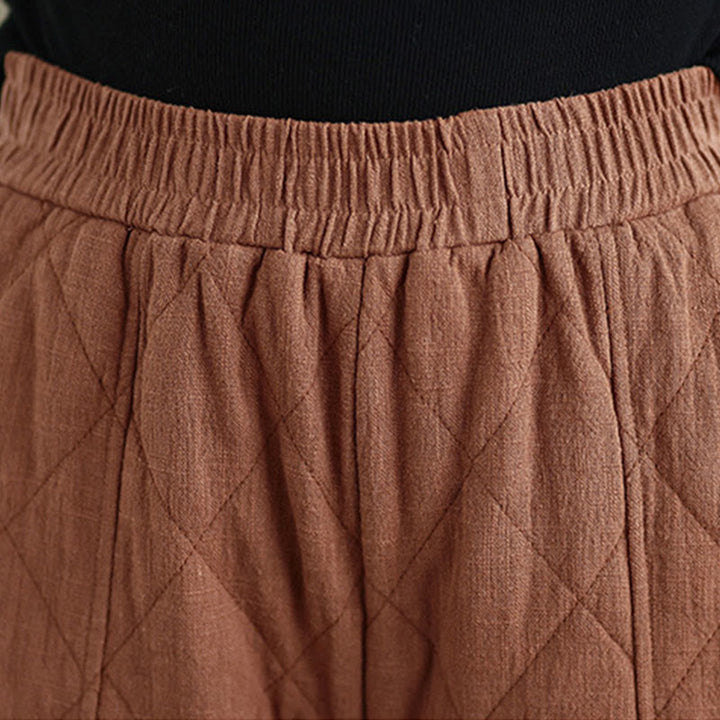 Pantalon en coton pour femme avec poches, motif diamant d'hiver Buddha Stones - image 5