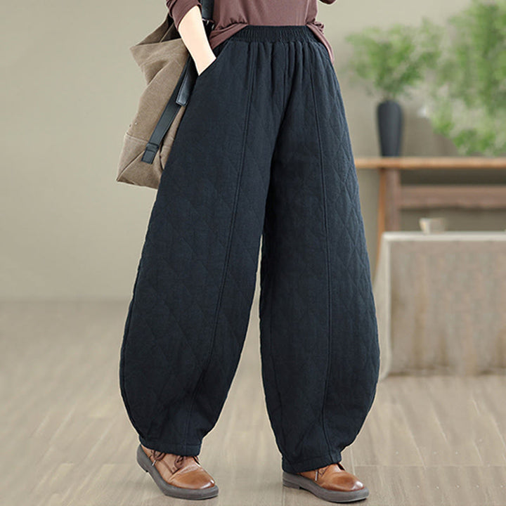 Pantalon en coton pour femme avec poches, motif diamant d'hiver Buddha Stones - image 15