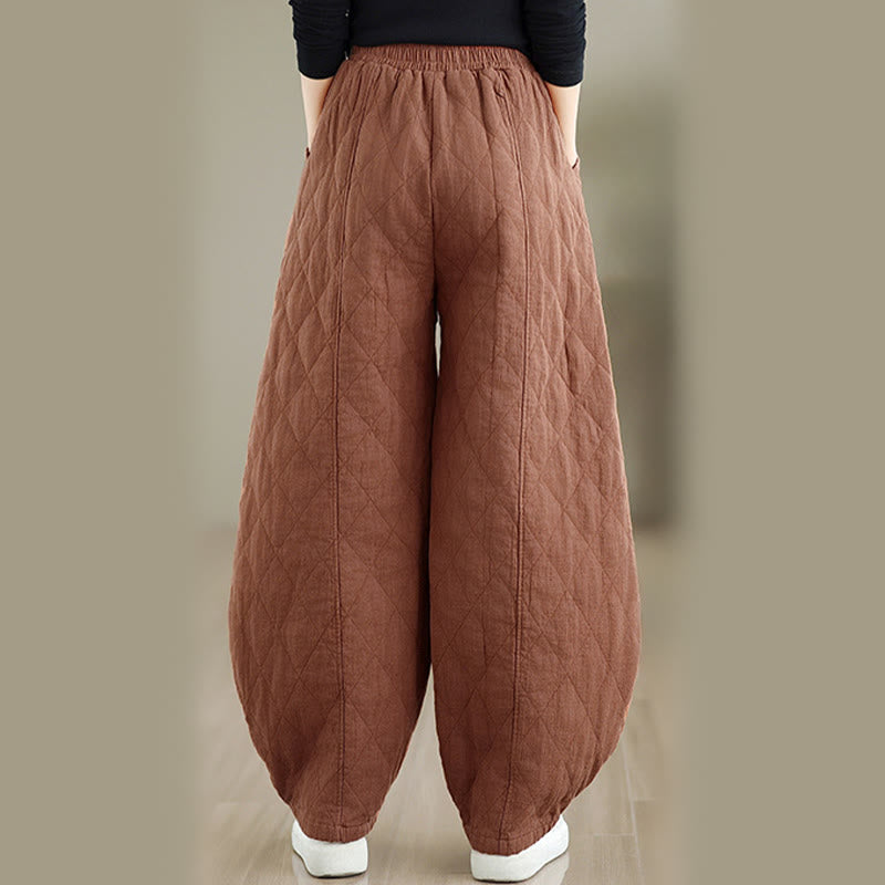 Pantalon en coton pour femme avec poches, motif diamant d'hiver Buddha Stones - image 3