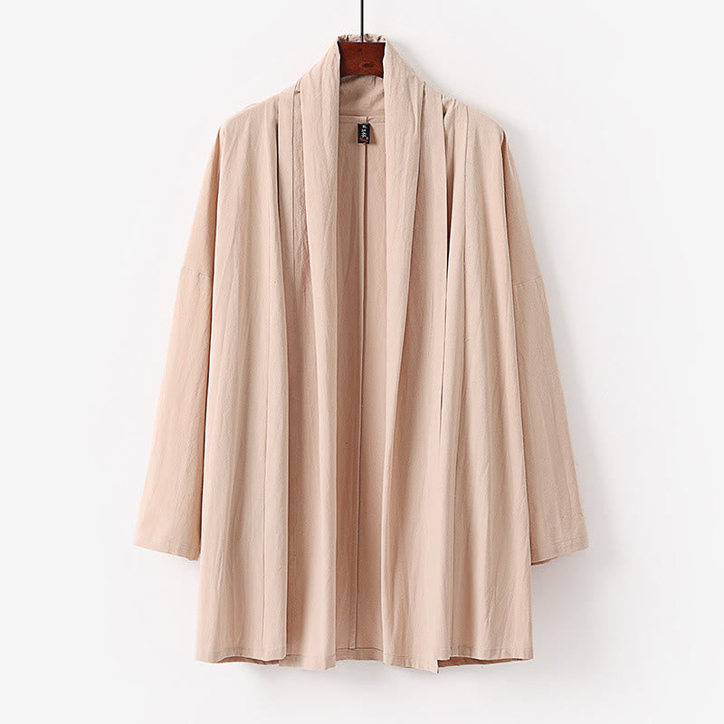Kimono homme à manches longues, mi-long, ouvert sur le devant, couleur unie, motif Buddha Stones, printemps/automne - PeachPuff - US/UK/AU54，EU64 (9XL) - image 2
