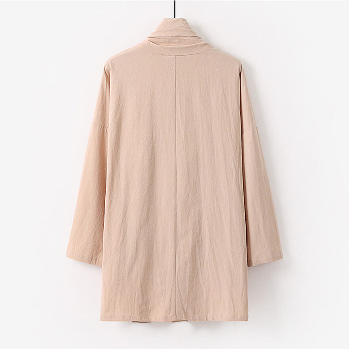 Kimono homme à manches longues, mi-long, ouvert sur le devant, couleur unie, motif Buddha Stones, printemps/automne - image 3