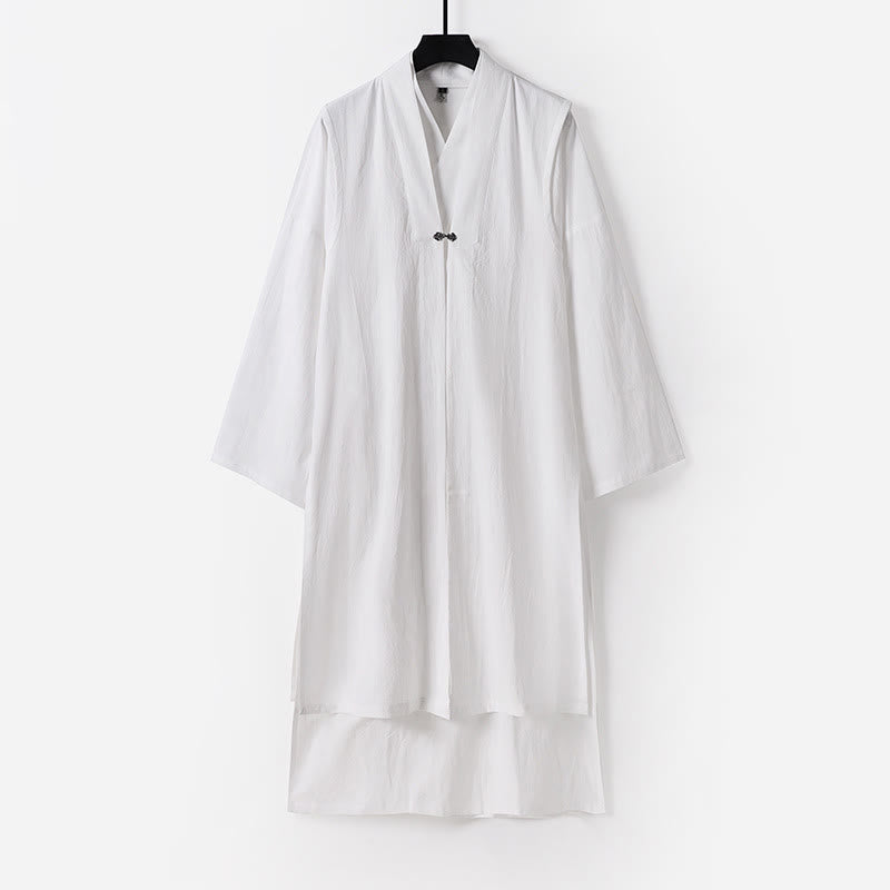 Buddha Stones Ensemble kimono taoïste pour homme, 2 pièces, manches longues, couleur unie Wudang, sans manches, avec lacets. - Blanc - US/UK/AU54，EU64 (9XL) - image 22