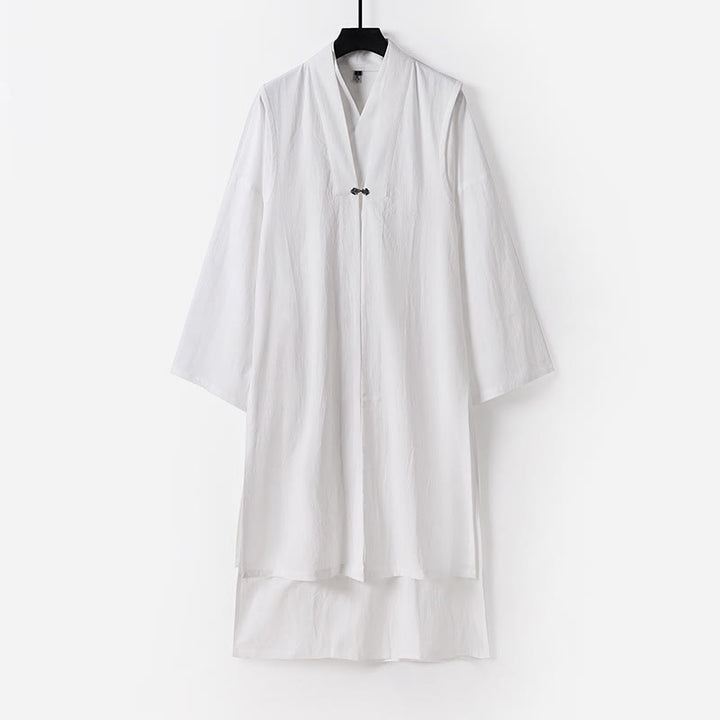 Buddha Stones Ensemble kimono taoïste pour homme, 2 pièces, manches longues, couleur unie Wudang, sans manches, avec lacets. - Blanc - US/UK/AU54，EU64 (9XL) - image 22