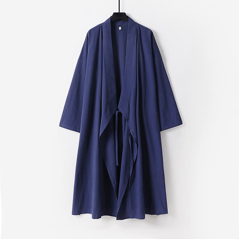 Buddha Stones Ensemble kimono taoïste pour homme, 2 pièces, manches longues, couleur unie Wudang, sans manches, avec lacets. - image 13