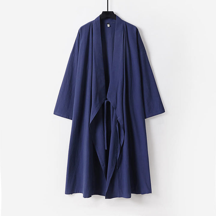 Buddha Stones Ensemble kimono taoïste pour homme, 2 pièces, manches longues, couleur unie Wudang, sans manches, avec lacets. - image 13