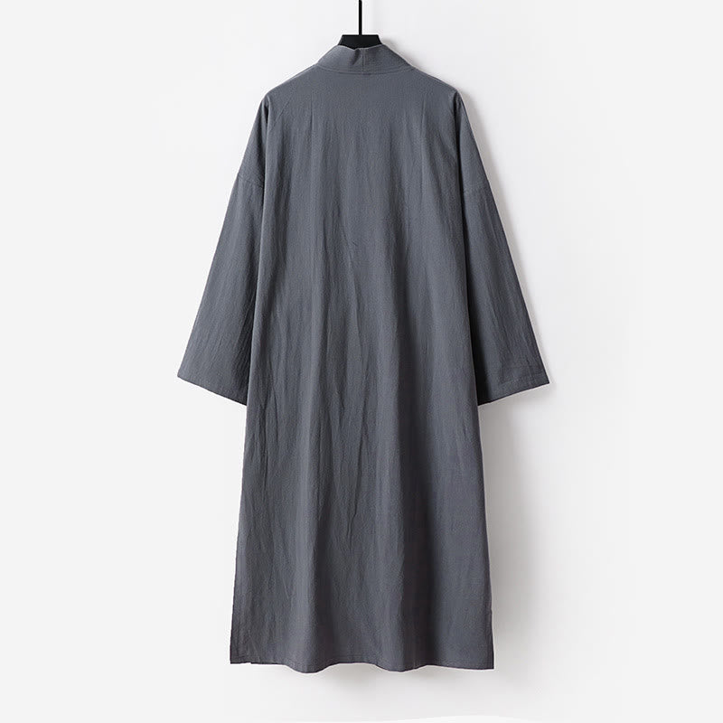 Buddha Stones Ensemble kimono taoïste pour homme, 2 pièces, manches longues, couleur unie Wudang, sans manches, avec lacets. - image 4