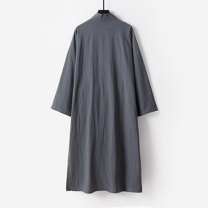 Buddha Stones Ensemble kimono taoïste pour homme, 2 pièces, manches longues, couleur unie Wudang, sans manches, avec lacets. - image 4