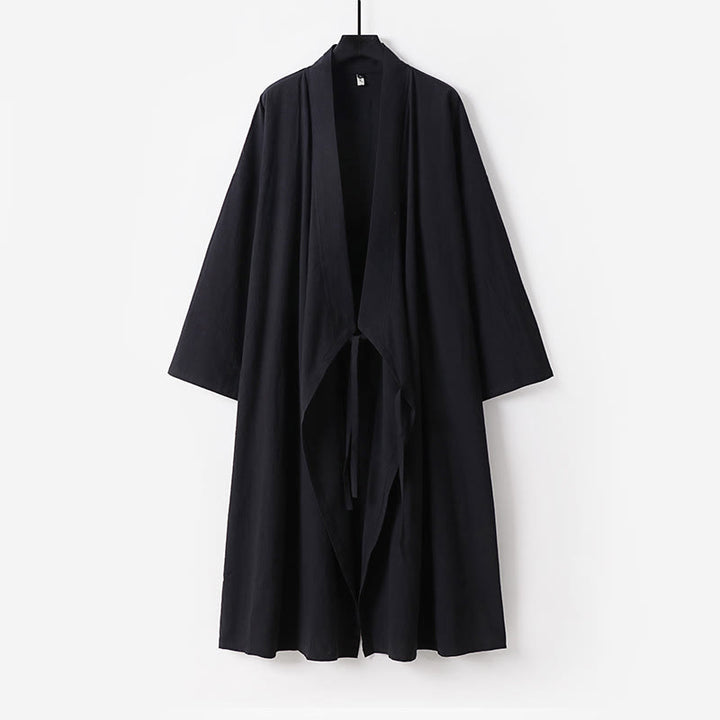 Buddha Stones Ensemble kimono taoïste pour homme, 2 pièces, manches longues, couleur unie Wudang, sans manches, avec lacets. - image 11