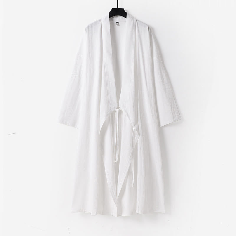 Buddha Stones Ensemble kimono taoïste pour homme, 2 pièces, manches longues, couleur unie Wudang, sans manches, avec lacets. - image 24