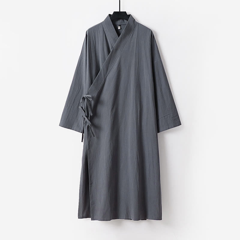 Buddha Stones Ensemble kimono taoïste pour homme, 2 pièces, manches longues, couleur unie Wudang, sans manches, avec lacets. - image 2
