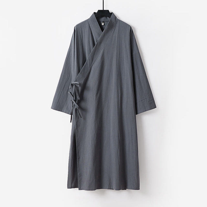 Buddha Stones Ensemble kimono taoïste pour homme, 2 pièces, manches longues, couleur unie Wudang, sans manches, avec lacets. - image 2