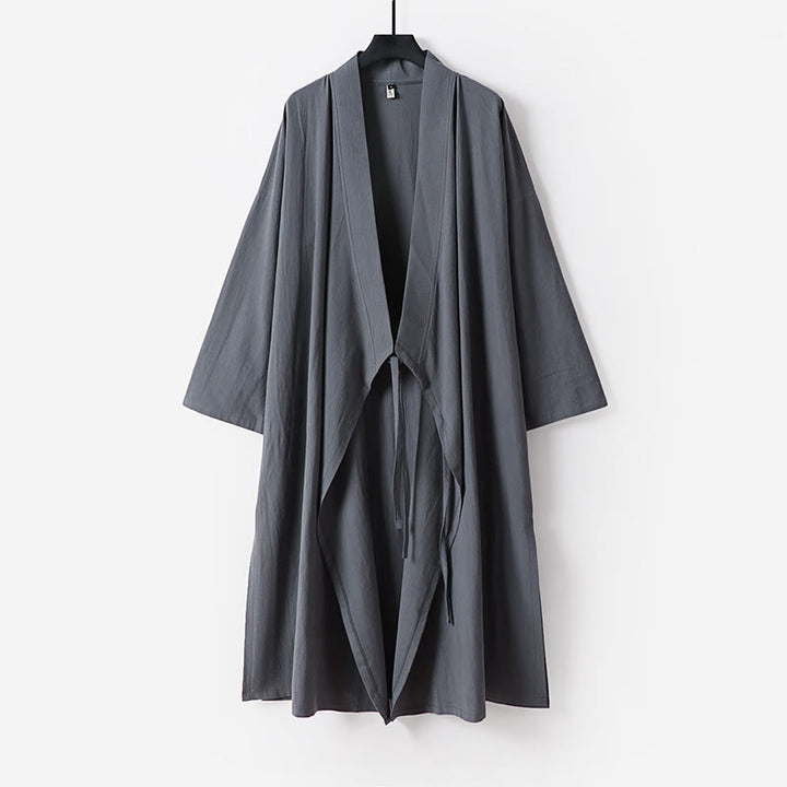 Buddha Stones Ensemble kimono taoïste pour homme, 2 pièces, manches longues, couleur unie Wudang, sans manches, avec lacets. - image 3