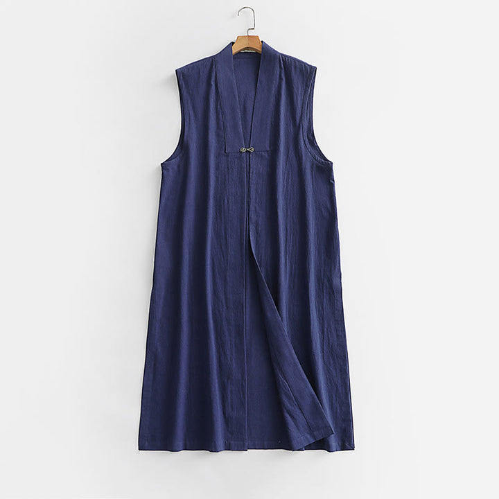 Buddha Stones Ensemble kimono taoïste pour homme, 2 pièces, manches longues, couleur unie Wudang, sans manches, avec lacets. - image 16