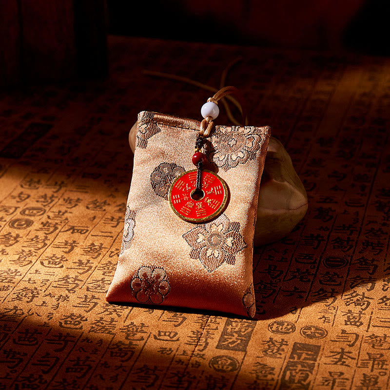 Buddha Stones, fantômes de la montagne, dépenser de l'argent, broderie jacquard, sachet de bénédiction, décoration suspendue - JAUNE - image 1