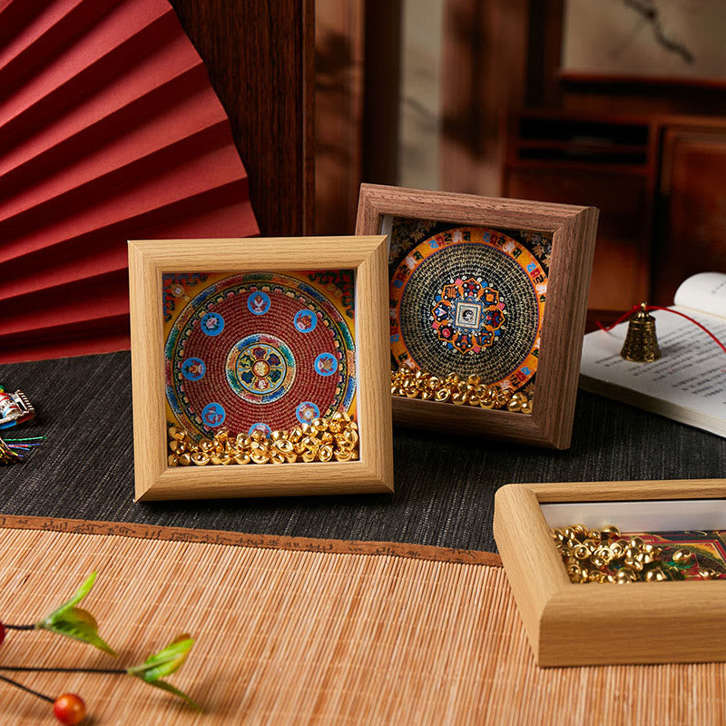 Buddha Stones tibétaines Om Mani Padme Hum Lingot d'or Thangka Cadre photo Ornement Décoration intérieure - image 10