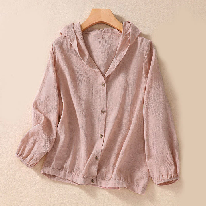 Sweat à capuche femme en coton à manches longues, motif jacquard et boutons, motif Buddha Stones, automne - Rose - US8-10，UK/AU12-14，EU40-42 (2XL) - image 8