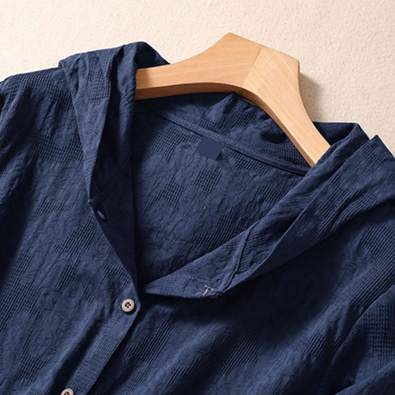 Sweat à capuche femme en coton à manches longues, motif jacquard et boutons, motif Buddha Stones, automne - image 2