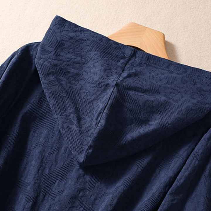 Sweat à capuche femme en coton à manches longues, motif jacquard et boutons, motif Buddha Stones, automne - image 3