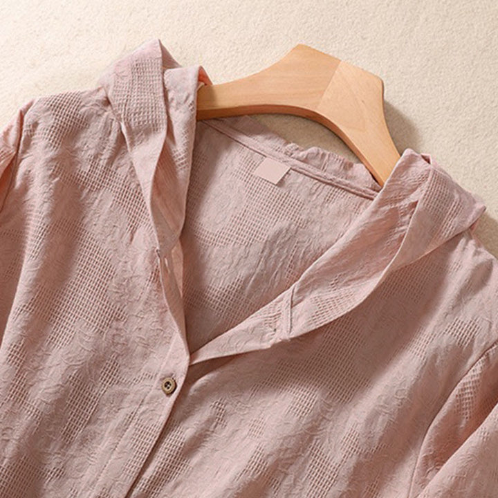 Sweat à capuche femme en coton à manches longues, motif jacquard et boutons, motif Buddha Stones, automne - image 10