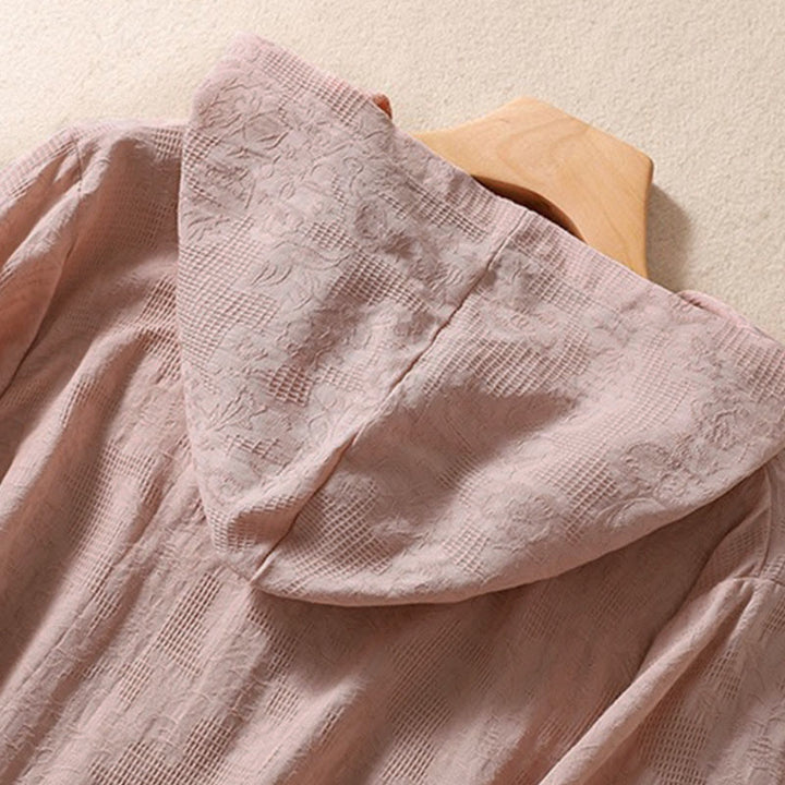 Sweat à capuche femme en coton à manches longues, motif jacquard et boutons, motif Buddha Stones, automne - image 11