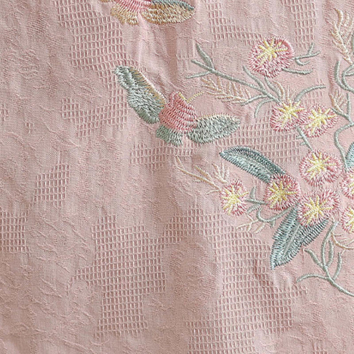 Chemise femme en coton, brodée de fleurs et de Buddha Stones, manches trois-quarts, col mandarin à un bouton. - image 26