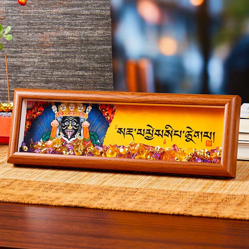 Buddha Stones Om Mani Padme Hum bouddha lingot doré Thangka, cadre Photo, ornement, décoration de maison - Style 1 - Panneau de fibres de densité moyenne (9*30*4cm) - image 0