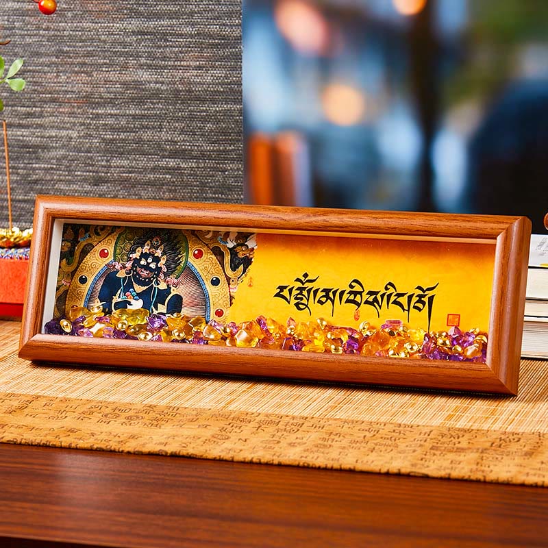 Buddha Stones Om Mani Padme Hum bouddha lingot doré Thangka, cadre Photo, ornement, décoration de maison - Style3 - Panneau de fibres de densité moyenne (9*30*4cm) - image 8