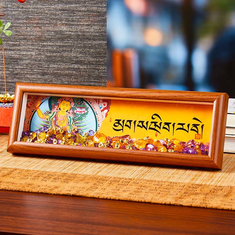 Buddha Stones Om Mani Padme Hum bouddha lingot doré Thangka, cadre Photo, ornement, décoration de maison - Style4 - Panneau de fibres de densité moyenne (9*30*4cm) - image 9