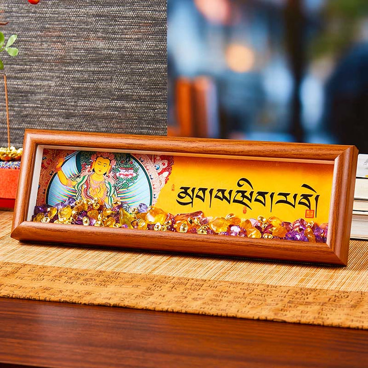 Buddha Stones Om Mani Padme Hum bouddha lingot doré Thangka, cadre Photo, ornement, décoration de maison - Style4 - Panneau de fibres de densité moyenne (9*30*4cm) - image 9