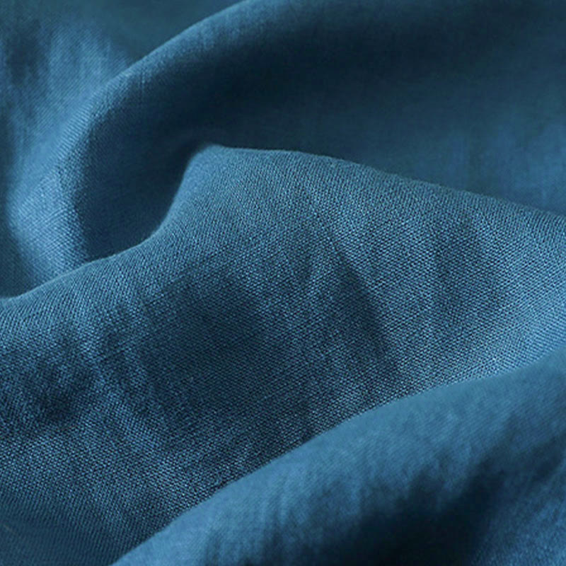 Chemise mi-longue en coton pour femme, Buddha Stones, couleur unie automne, col montant à boutons brandebourg, manches trois-quarts. - image 16