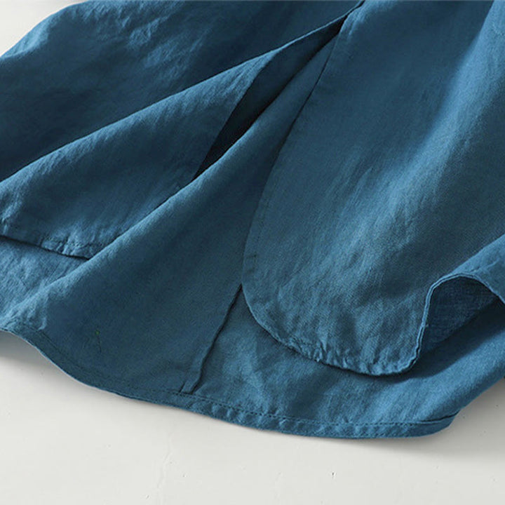 Chemise mi-longue en coton pour femme, Buddha Stones, couleur unie automne, col montant à boutons brandebourg, manches trois-quarts. - image 13