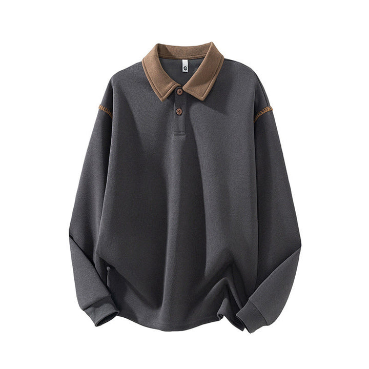 Sweat-shirt homme en coton à col polo et boutons, motif Buddha Stones - Gris foncé - US/UK/AU44，EU54 (4XL) - image 3