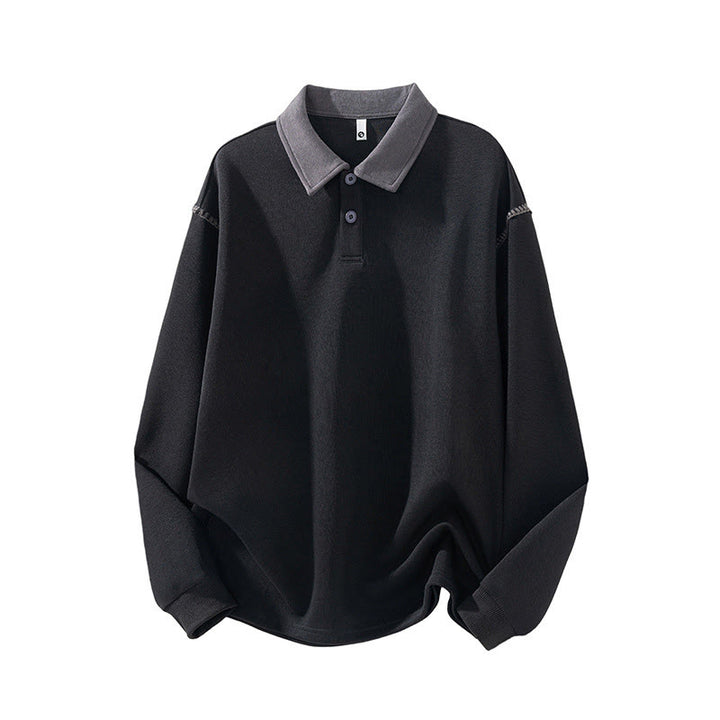 Sweat-shirt homme en coton à col polo et boutons, motif Buddha Stones - Noir - US/UK/AU44，EU54 (4XL) - image 5