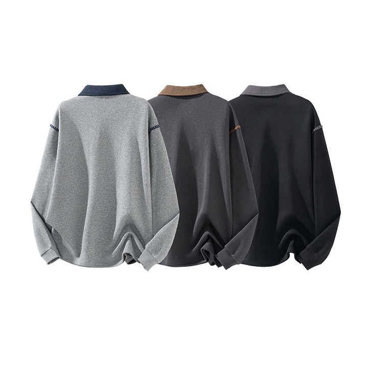 Sweat-shirt homme en coton à col polo et boutons, motif Buddha Stones - image 13