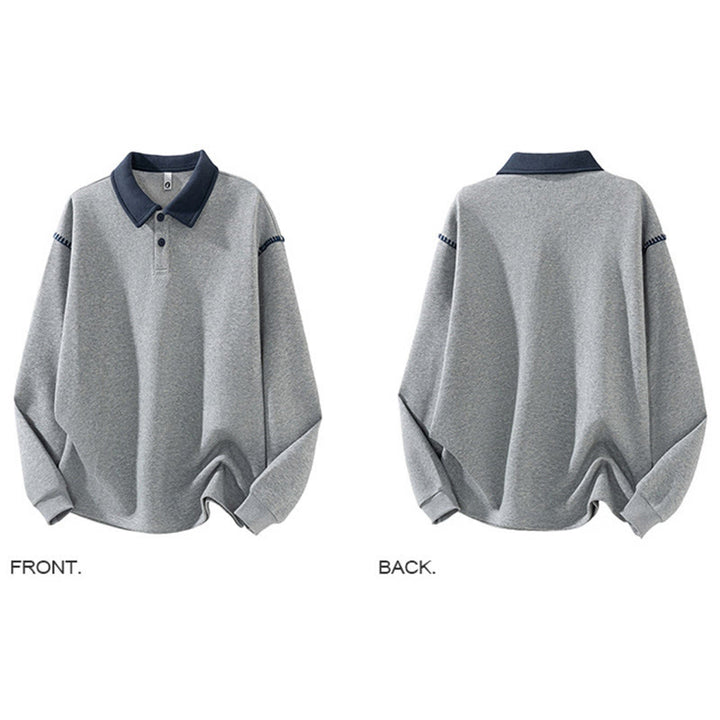 Sweat-shirt homme en coton à col polo et boutons, motif Buddha Stones - image 2