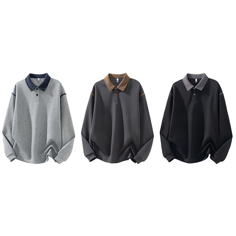 Sweat-shirt homme en coton à col polo et boutons, motif Buddha Stones - image 12