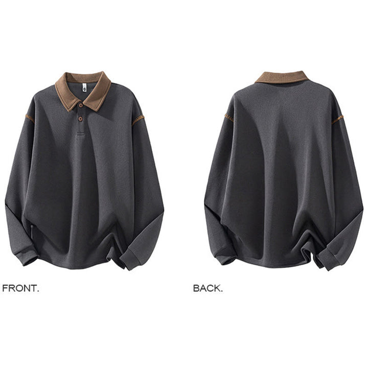 Sweat-shirt homme en coton à col polo et boutons, motif Buddha Stones - image 4