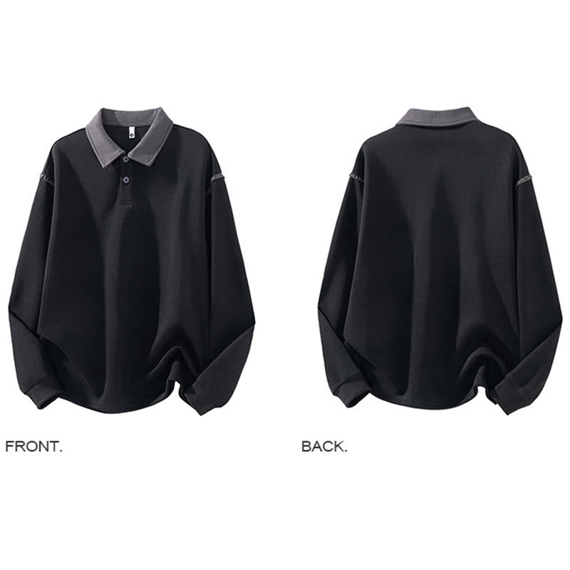 Sweat-shirt homme en coton à col polo et boutons, motif Buddha Stones - image 6