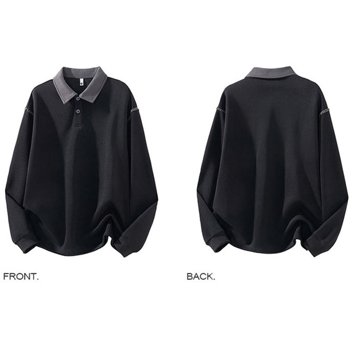 Sweat-shirt homme en coton à col polo et boutons, motif Buddha Stones - image 6