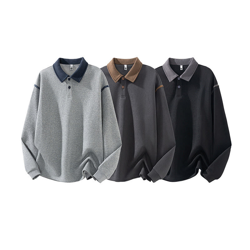 Sweat-shirt homme en coton à col polo et boutons, motif Buddha Stones - image 0