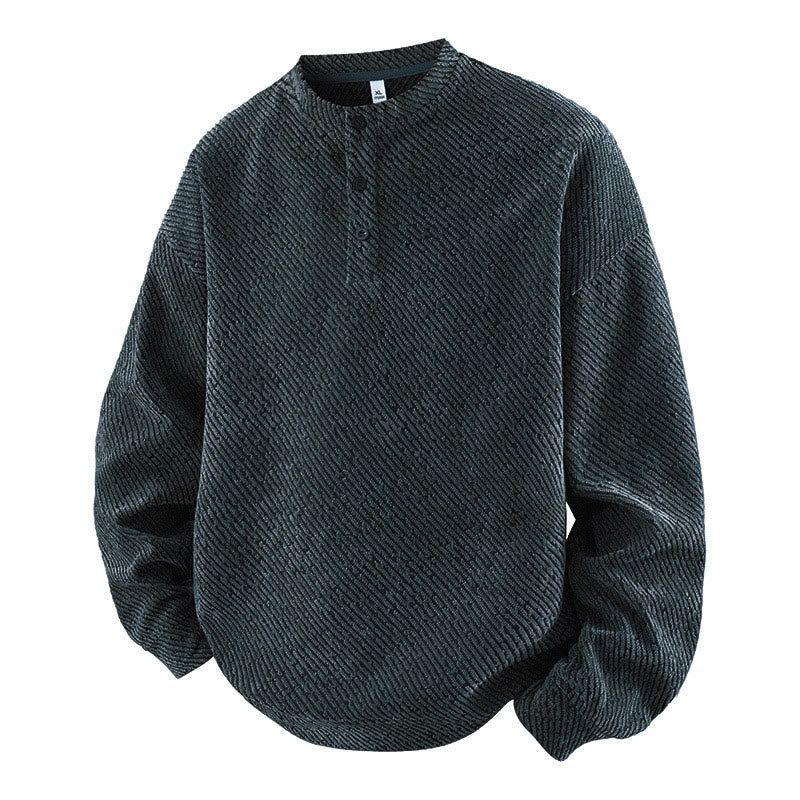 Sweat-shirt homme à rayures et boutons, col rond, motif Buddha Stones - Gris foncé - US/UK/AU42，EU52 (3XL) - image 0