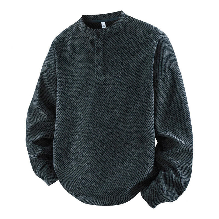 Sweat-shirt homme à rayures et boutons, col rond, motif Buddha Stones - Gris foncé - US/UK/AU42，EU52 (3XL) - image 0