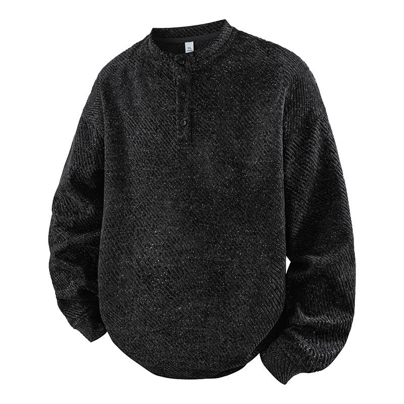Sweat-shirt homme à rayures et boutons, col rond, motif Buddha Stones - Noir - US/UK/AU42，EU52 (3XL) - image 3